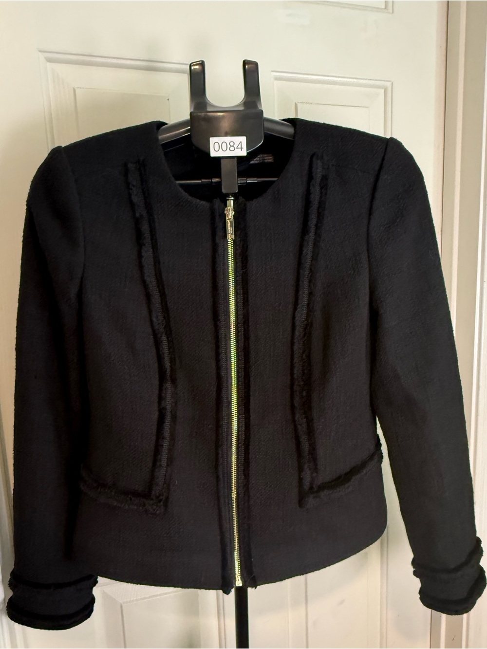 Karl Lagerfeld Black Textured Zip-Front Blazer